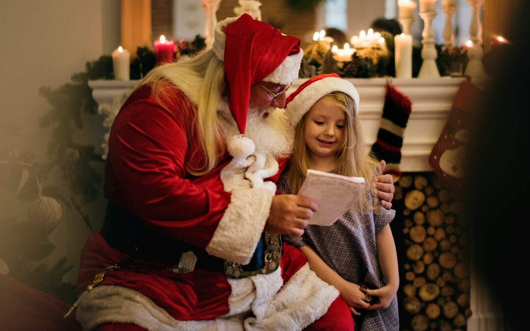 A little girl shares her Christmas wishlist with Santa is an analogy for setting goals for 2026.
