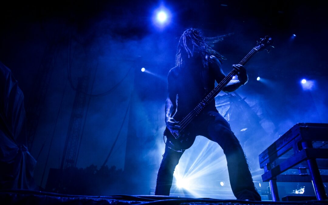 Bluish light shines behind a bass guitarist on stage, a reference to the important role your goals play as you attempt to live fully.