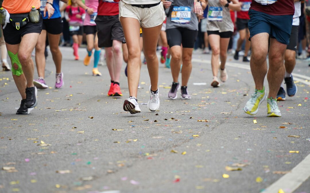 we see the feet and legs of marathon runners and think about the personal growth that comes from unexpected mistakes